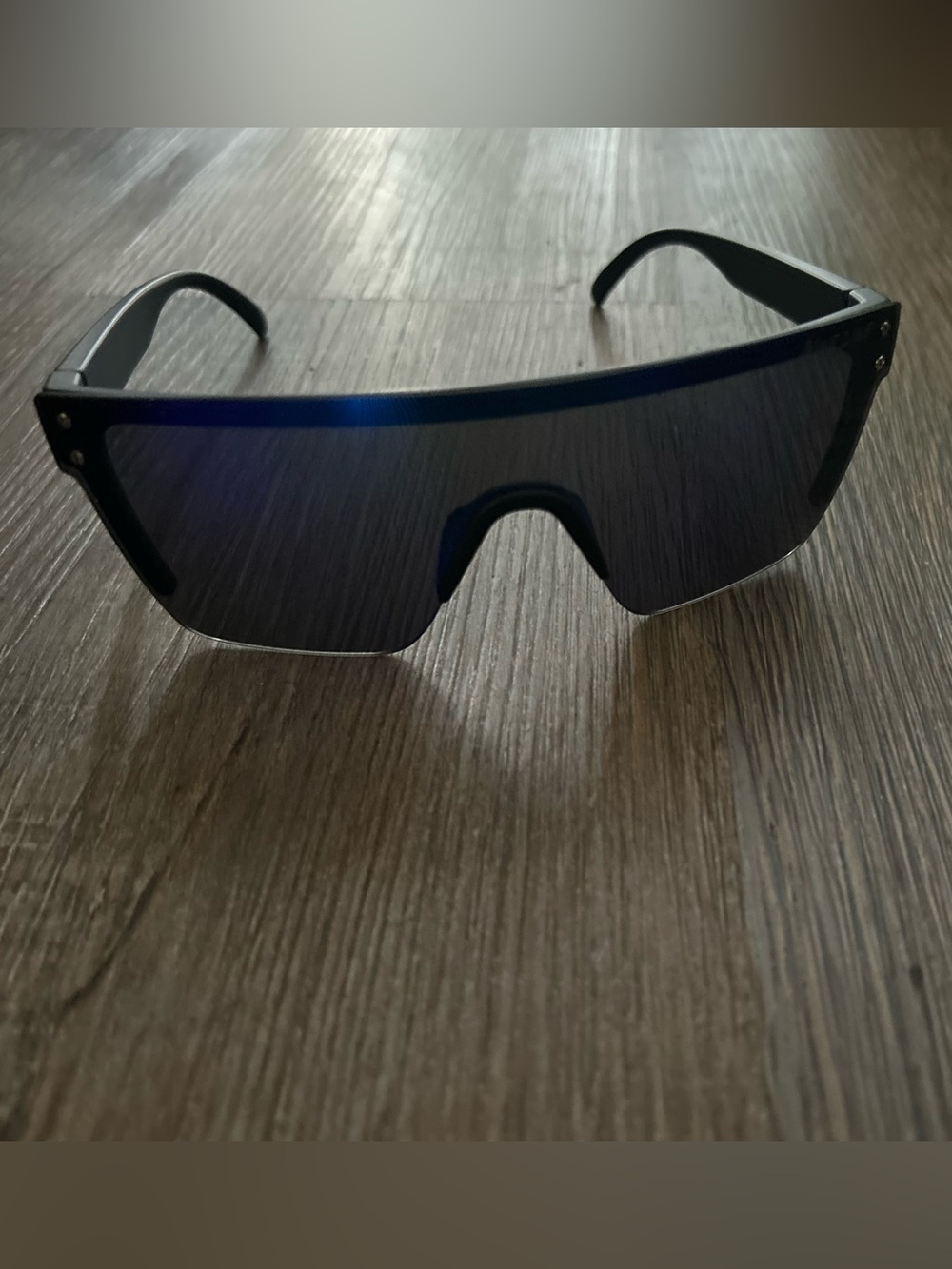 Men's/Women's Shield Sunglasses - Black Blue Lens